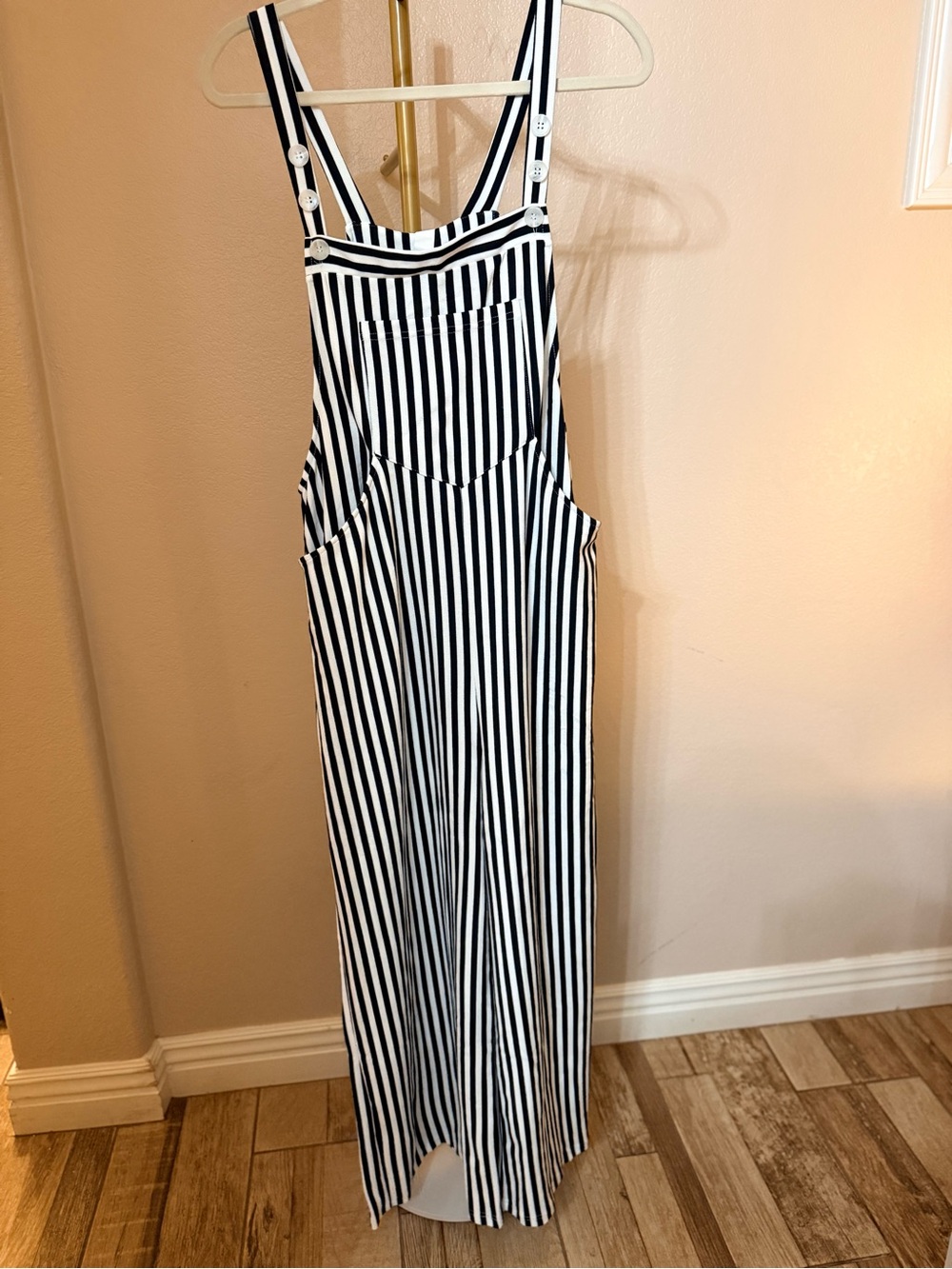 Halara Striped Black and White Wide-Leg Jumpsuit-Size Large